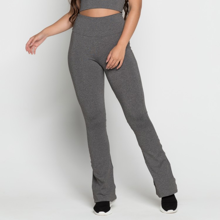 Calça Flare Poliamida Cinza Mescla