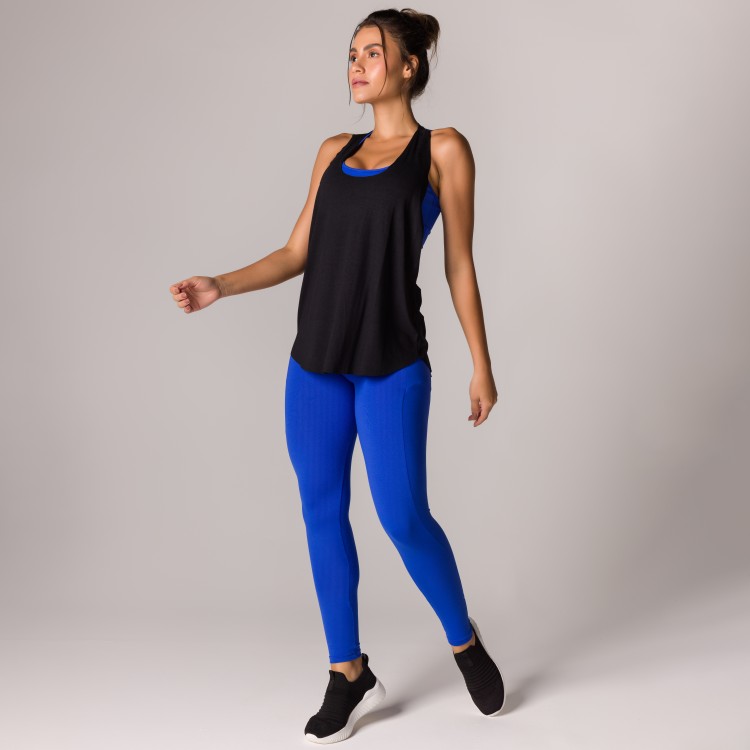 Regata Fitness Preta Basics com Elástico Nas Costas