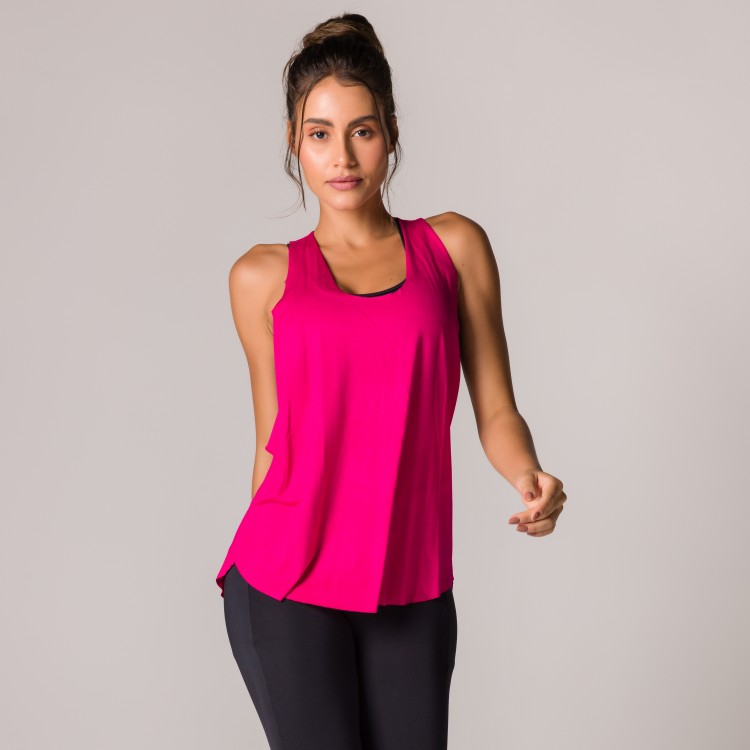 Regata Fitness Pink Basics com Elástico Nas Costas