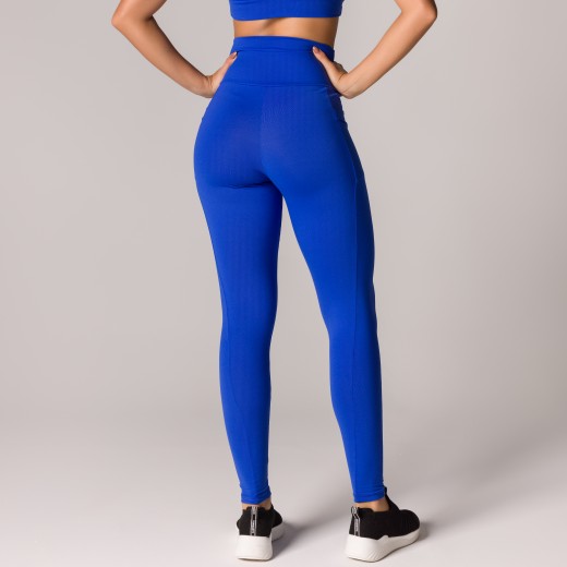 Calça Legging Basics Com Bolsos Laterais Azul Bic