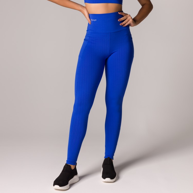 Calça Legging Basics Com Bolsos Laterais Azul Bic