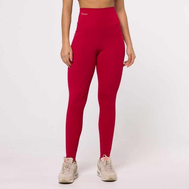Calça Legging Basics Com Bolso Vermelha