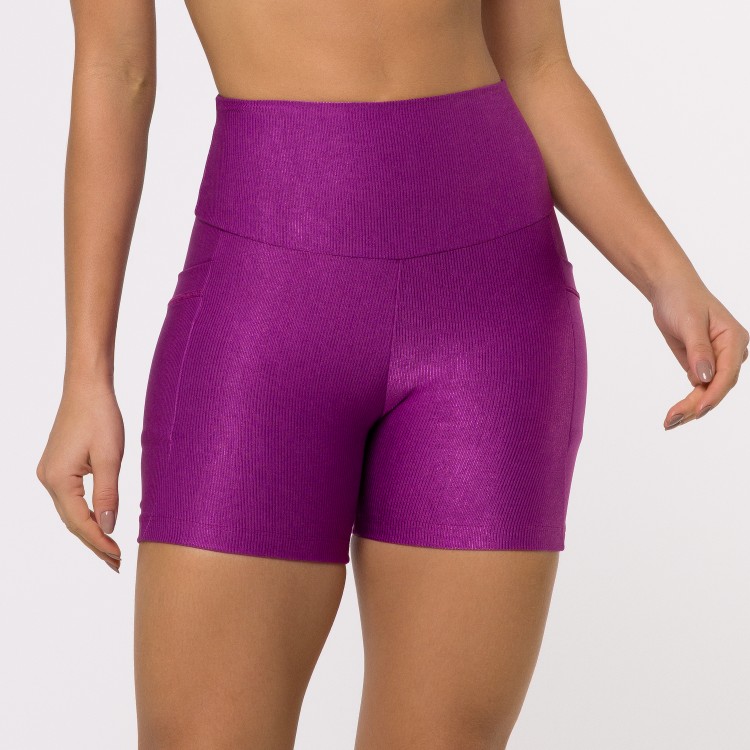 Short Fitness Canelado Com Bolsos Laterais Tonic Flux