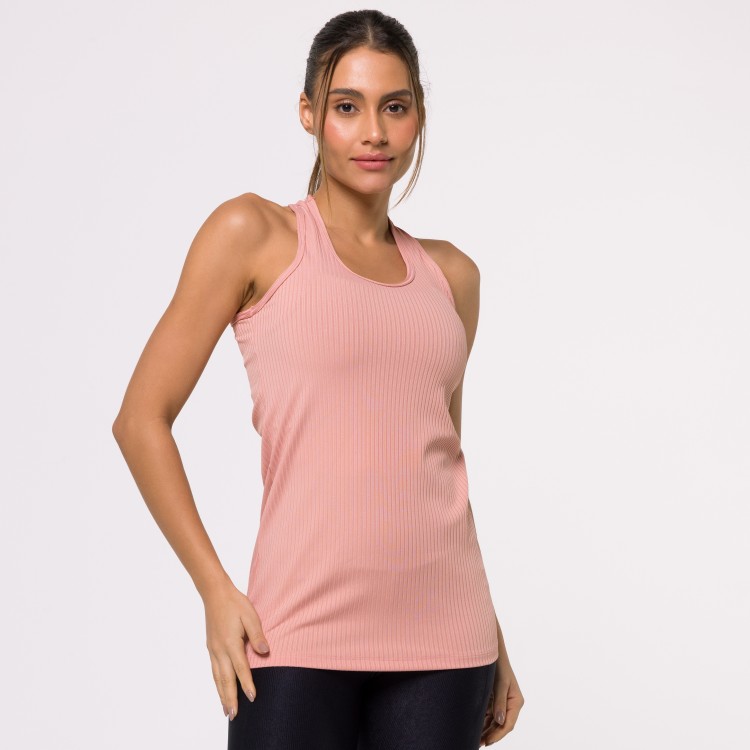 Regata Fitness Alongada Canelada Rosé Flux