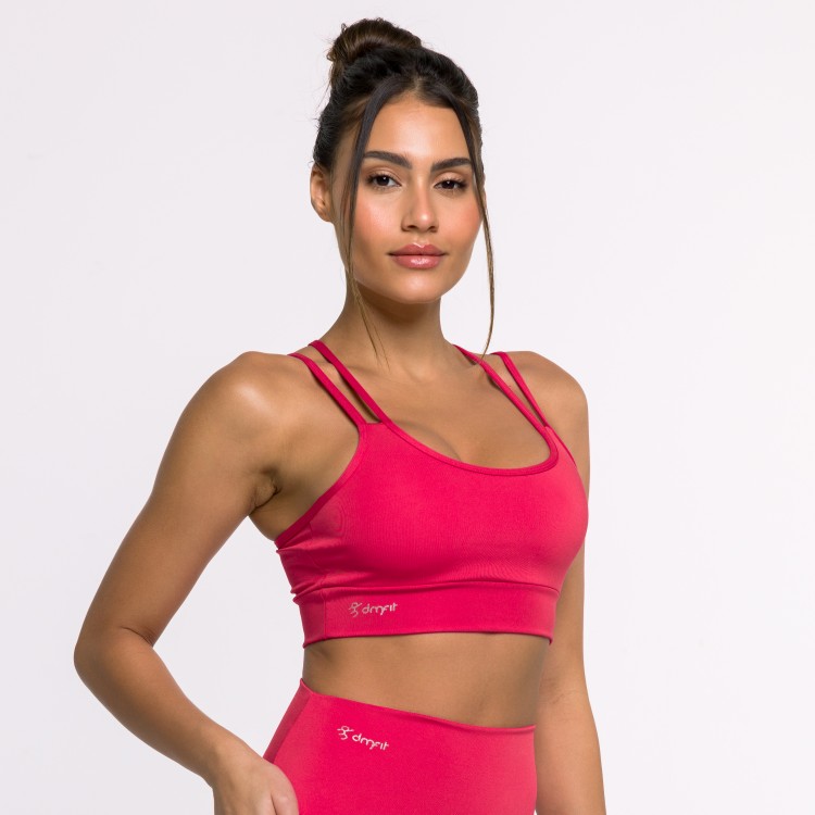 Top Fitness Basics com Alças Duplas Rosa Pink