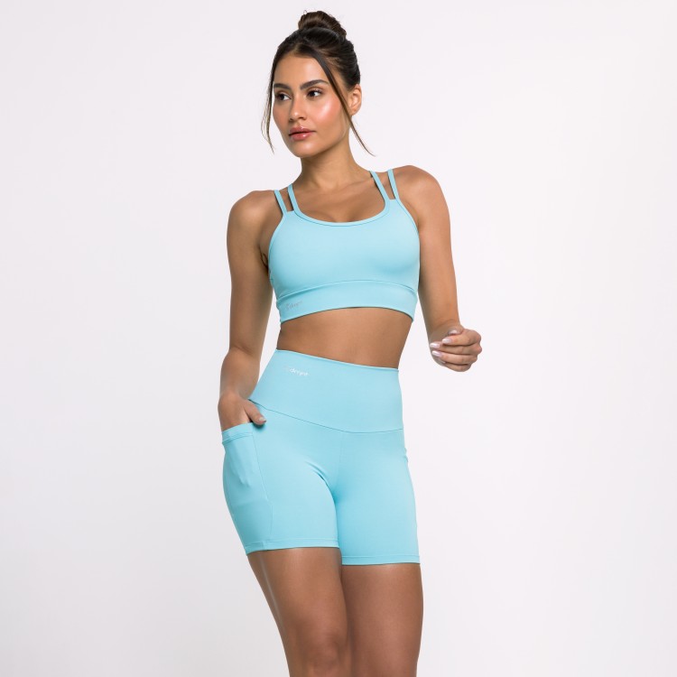 Top Fitness Basics com Alças Duplas Azul