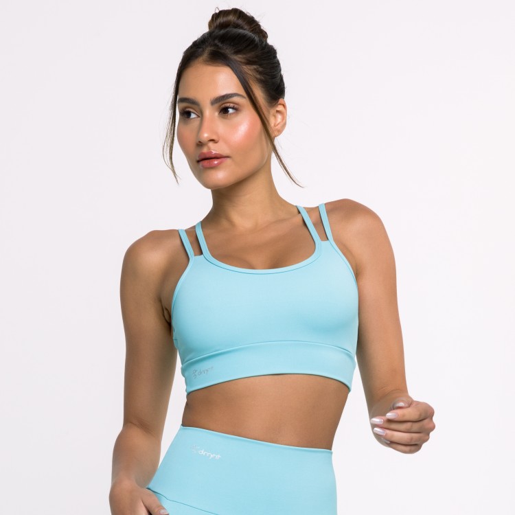 Top Fitness Basics com Alças Duplas Azul