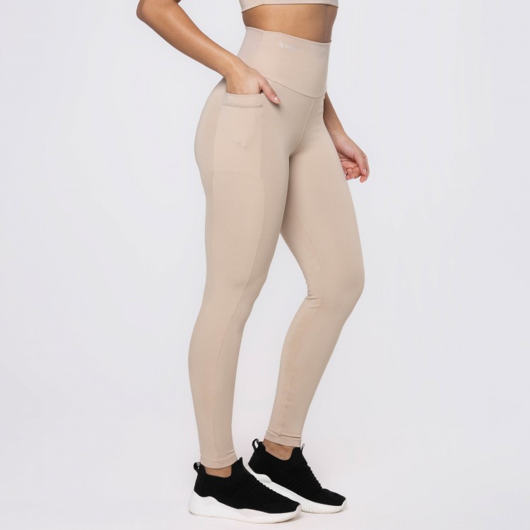 Calça Legging Basics Com Bolsos Laterais Nude
