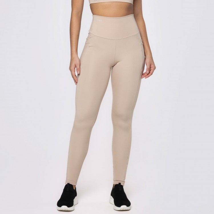 Calça Legging Basics Com Bolsos Laterais Nude