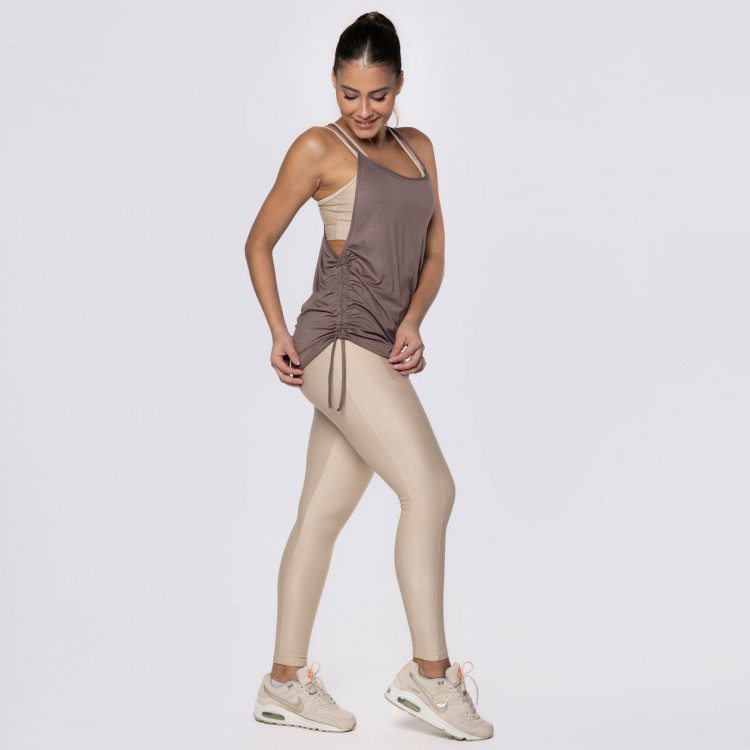 Regata com Regulagem na Lateral Marrom Café