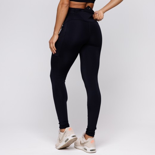 Calça Legging Com Três Bolsos Preta