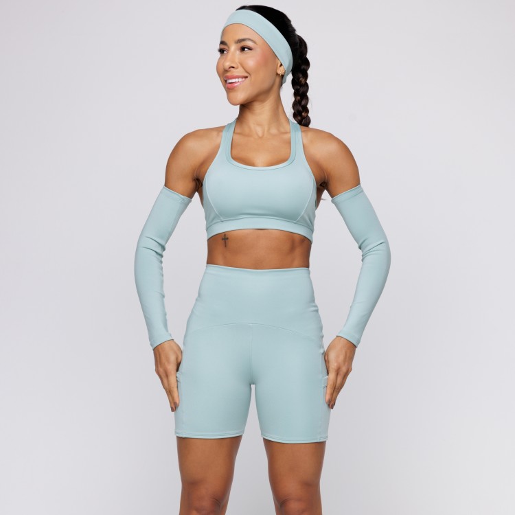 Short Fitness Com Três Bolsos Verde Oliva