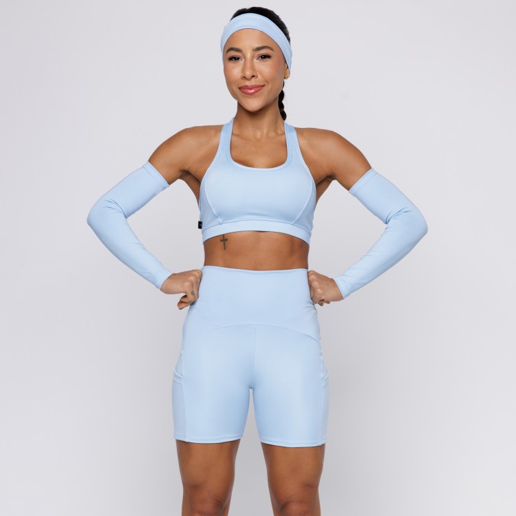 Short Fitness Com Três Bolsos Azul Frozen
