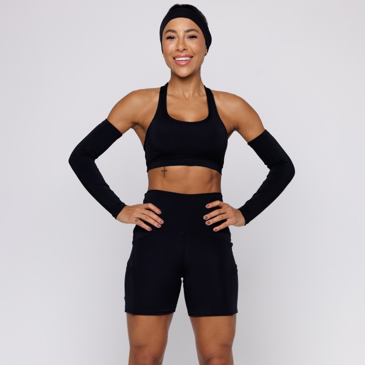Short Fitness Com Três Bolsos Preto