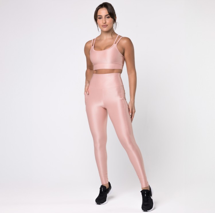 Legging Fitness Canelada Com Bolsos Laterais Romance