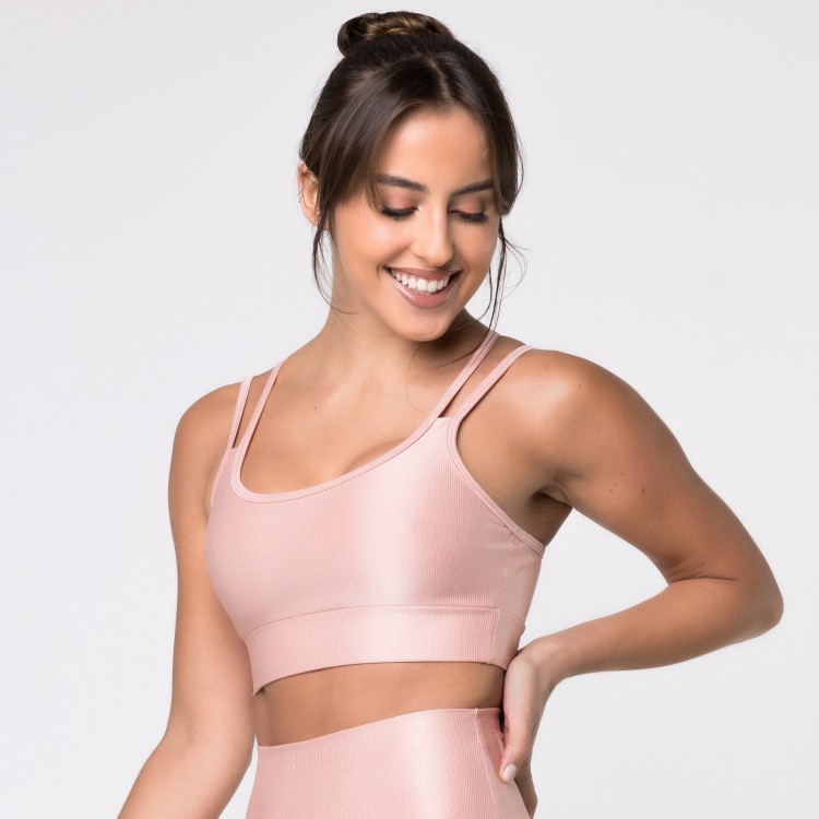 Top Fitness Canelado com Alças Duplas Romance Flux