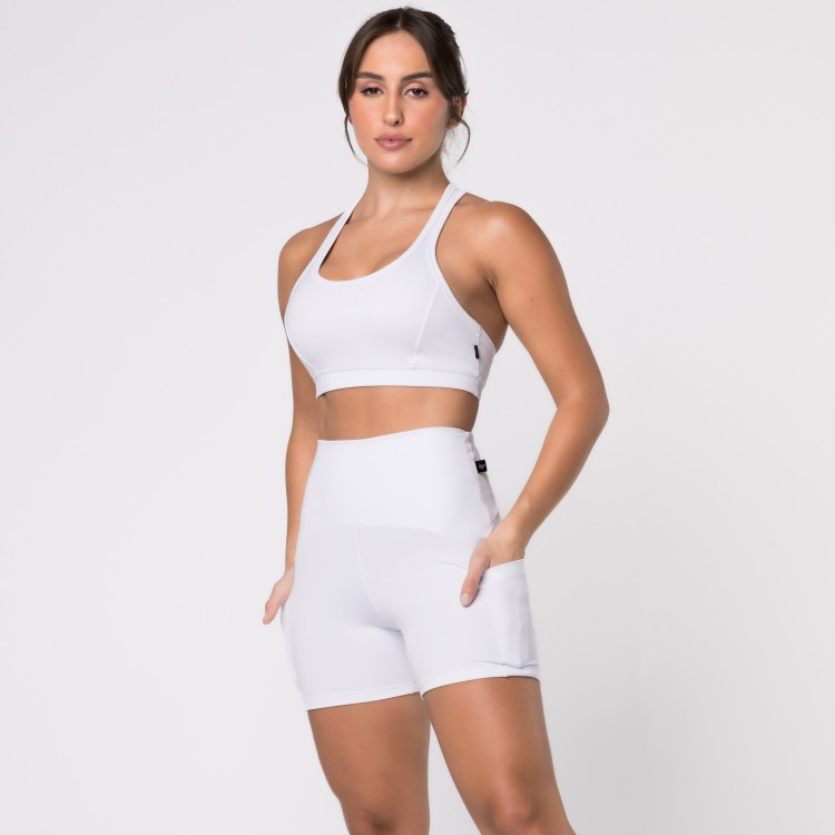 Short Fitness Com Três Bolsos Branco