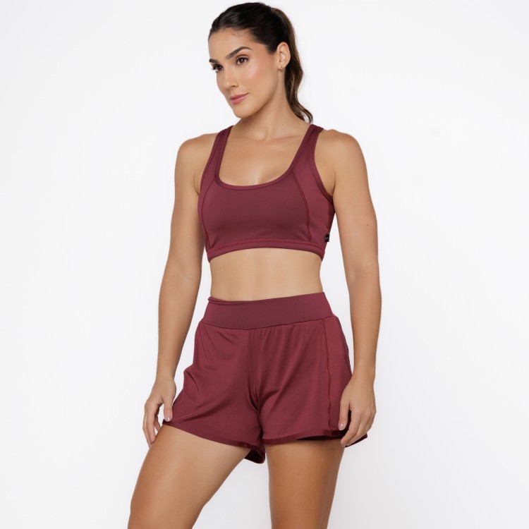 Short Duplo com Bolsos Laterais Marsala