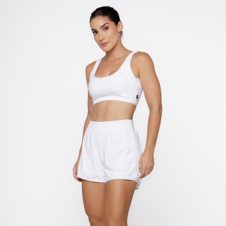 Short Duplo com Bolsos Laterais Branco