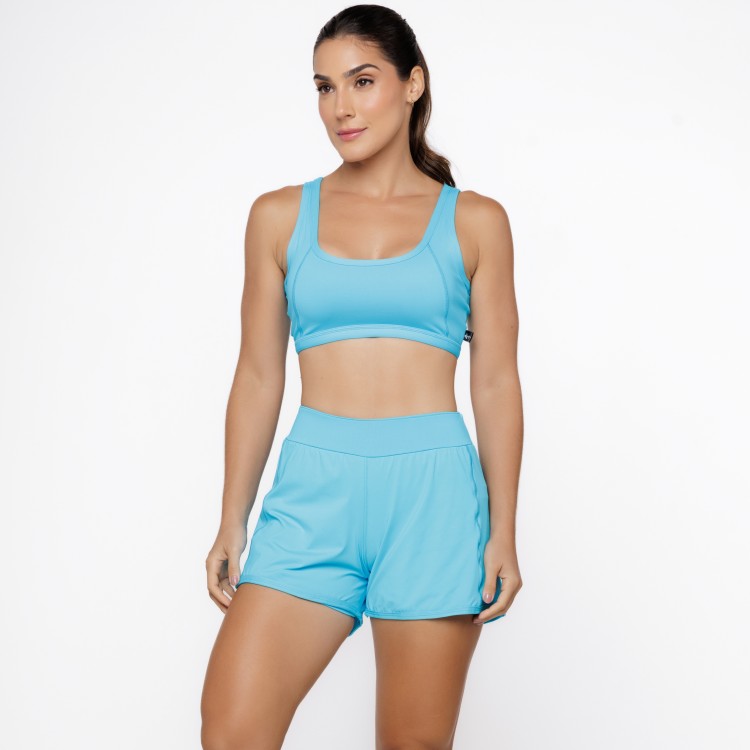 Short Duplo com Bolsos Laterais Azul