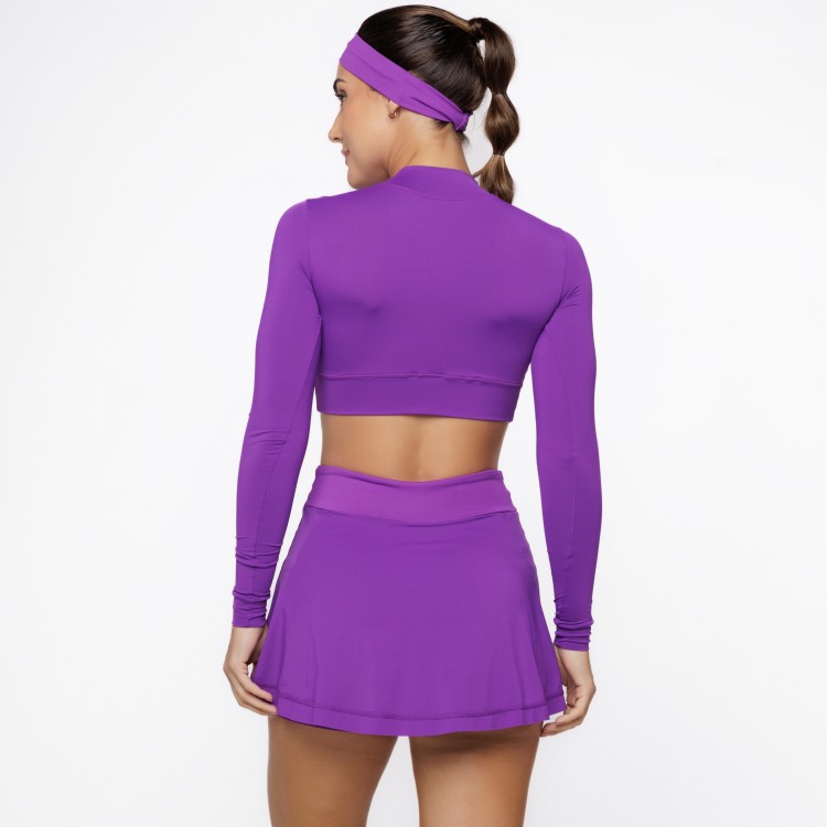 Blusa Cropped de Manga Longa com Proteção UV50+ Roxa