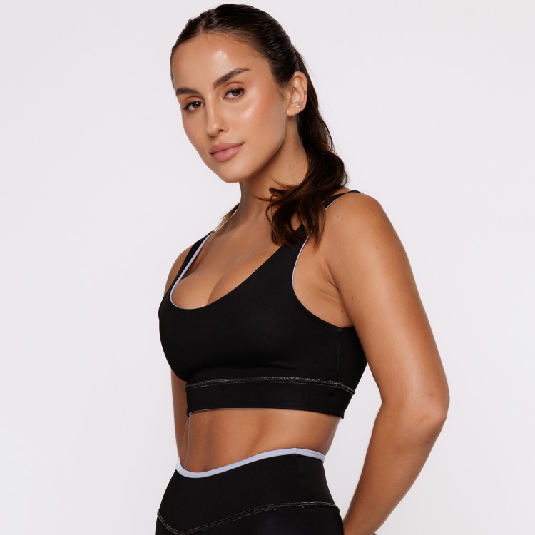 Top Fitness Reversível Azul Tenha Dois Looks em Uma Só Peça