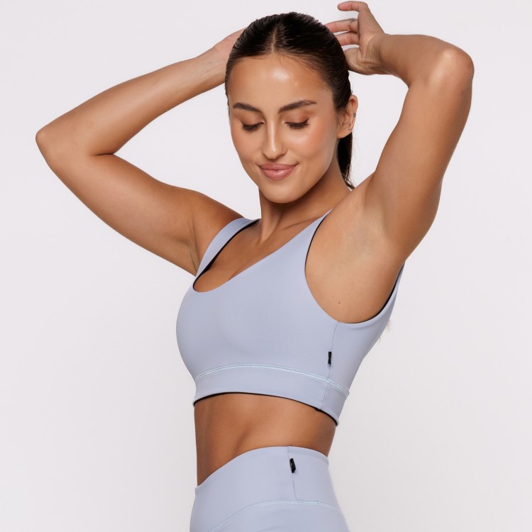Top Fitness Reversível Azul Tenha Dois Looks em Uma Só Peça