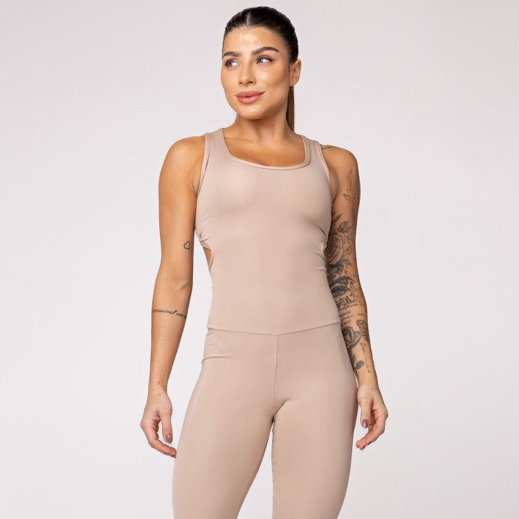 Macacão Fitness Assimétrico Nude