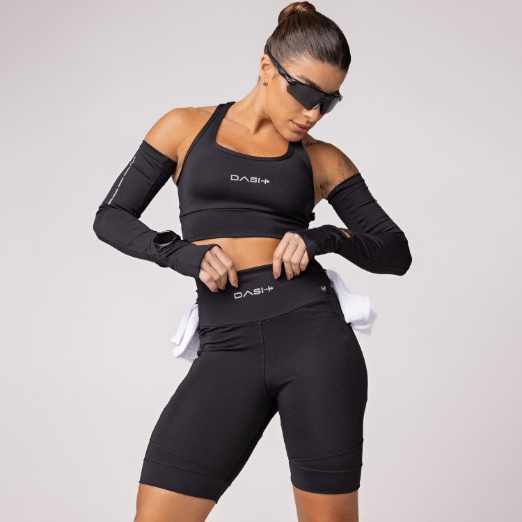 Top Alta Sustentação Baixa Pace com Bolso nas Costas Preto