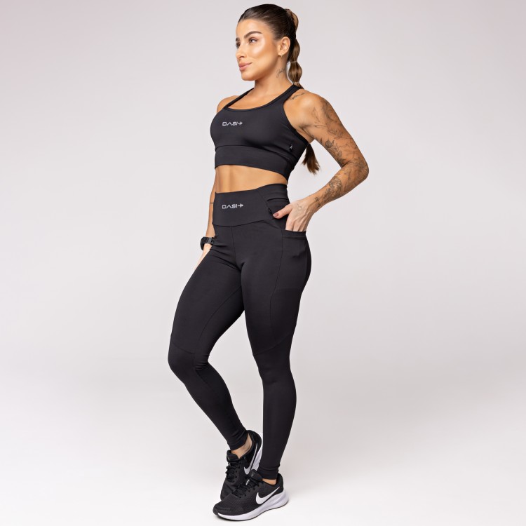 Legging Baixa Pace Com 6 bolsos Funcionais Preta