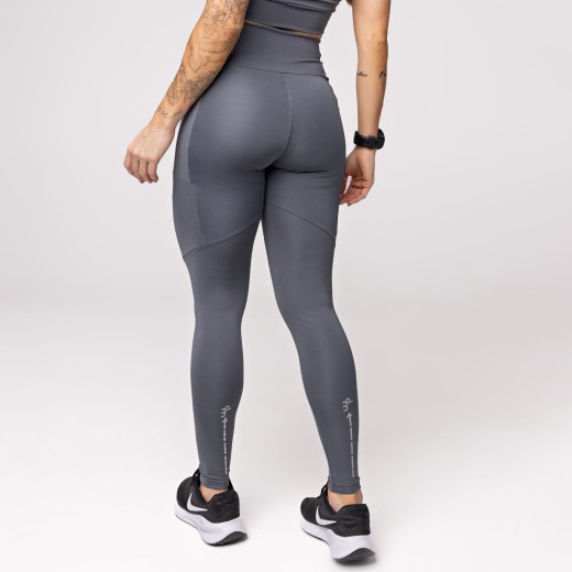Legging Baixa Pace Com 6 bolsos Funcionais Cinza Grafite