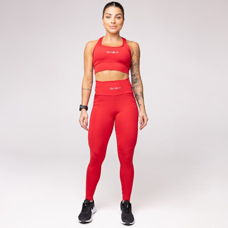 Legging Baixa Pace Com 6 bolsos Funcionais Vermelha