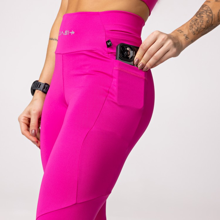 Legging Baixa Pace Com 6 bolsos Funcionais Rosa