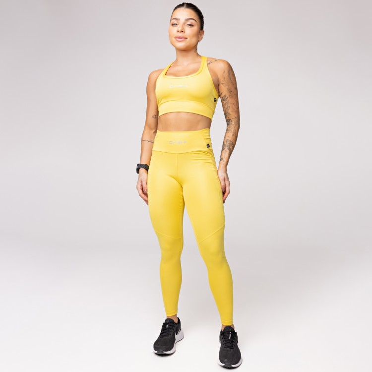 Legging Baixa Pace Com 6 bolsos Funcionais Amarela
