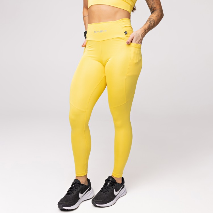 Legging Baixa Pace Com 6 bolsos Funcionais Amarela