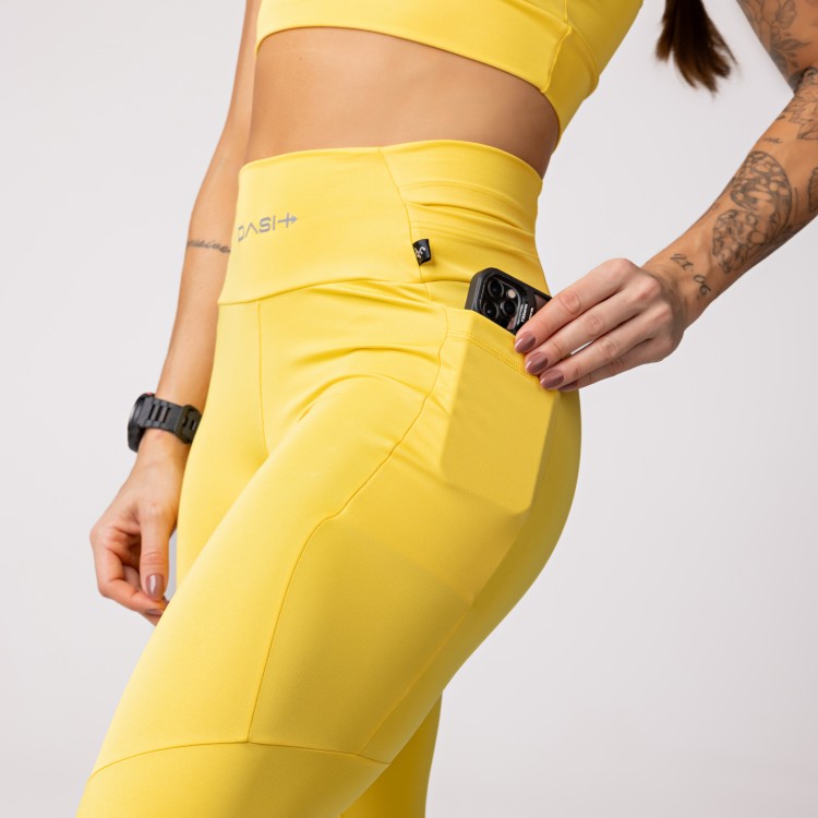 Legging Baixa Pace Com 6 bolsos Funcionais Amarela