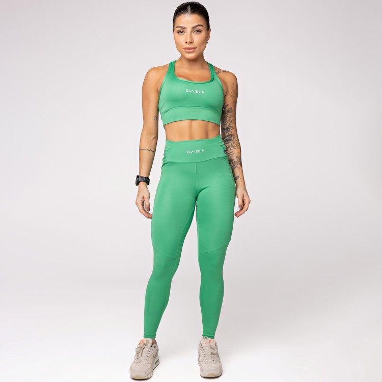 Legging Baixa Pace Com 6 bolsos Funcionais Verde Bandeira