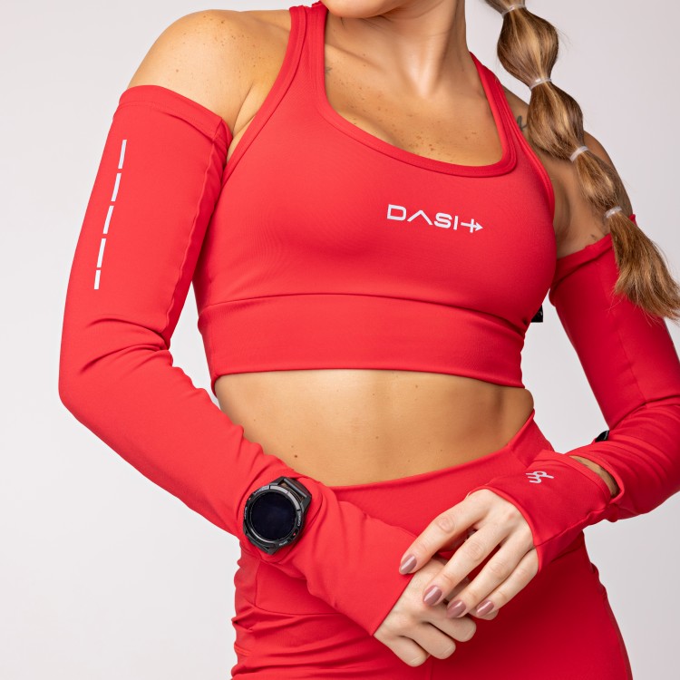 Top Alta Sustentação Baixa Pace com Bolso nas Costas Vermelho