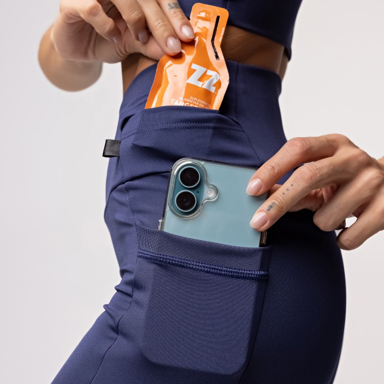 Legging Baixa Pace Com 6 bolsos Funcionais Azul Marinho