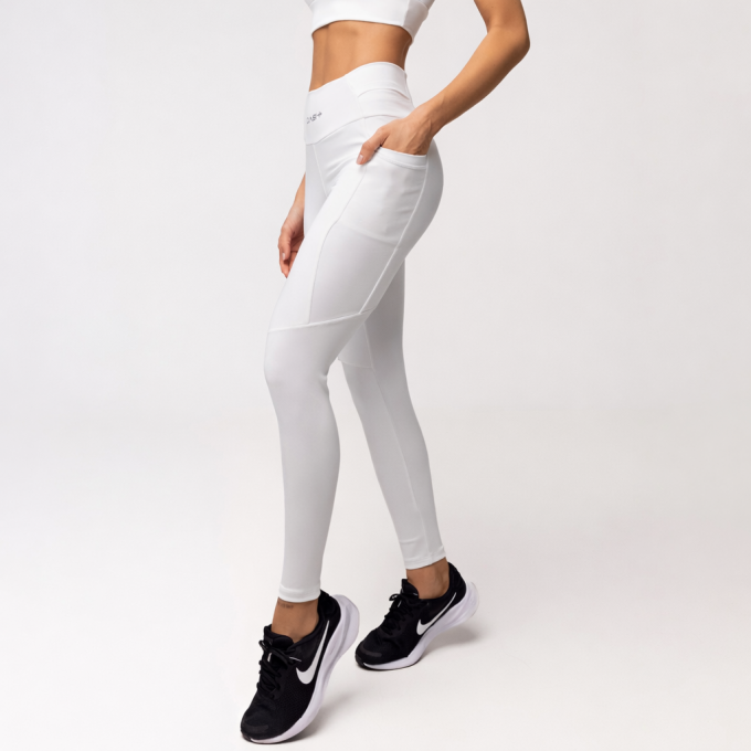 Legging Baixa Pace Com 6 bolsos Funcionais Branca
