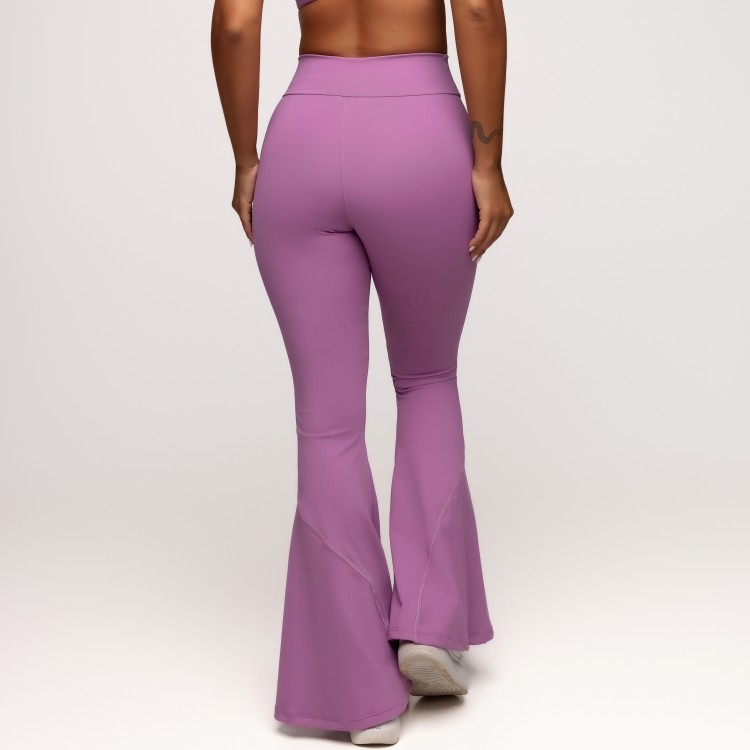 Calça Flare Poliamida com Cós Transpassado Lilás