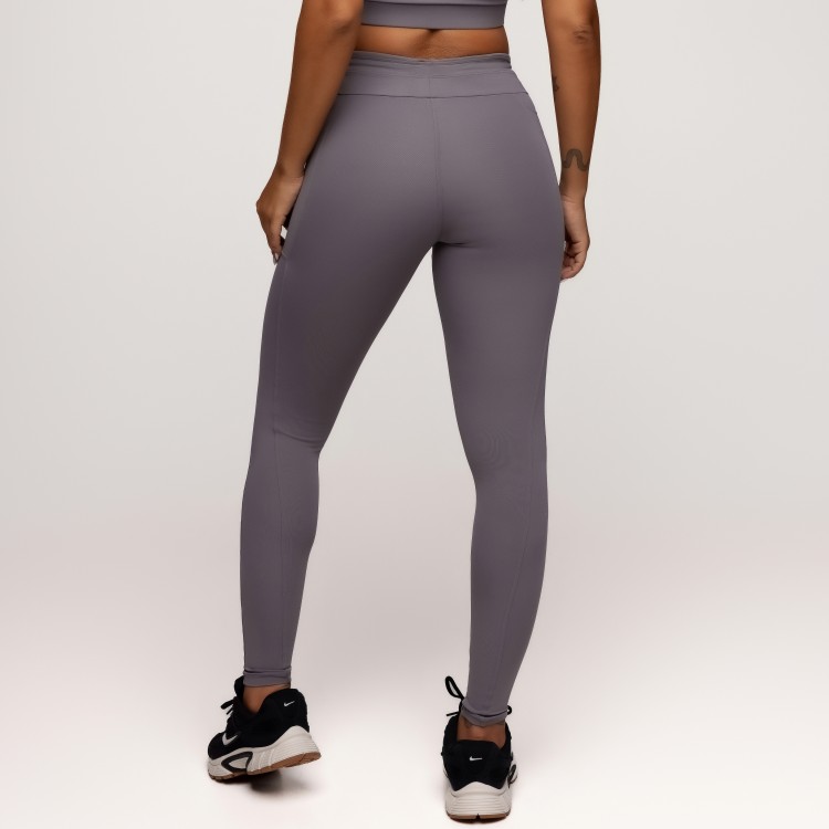 Calça Legging Poliamida com Bolsos Laterais e Cós Ajustável Cinza
