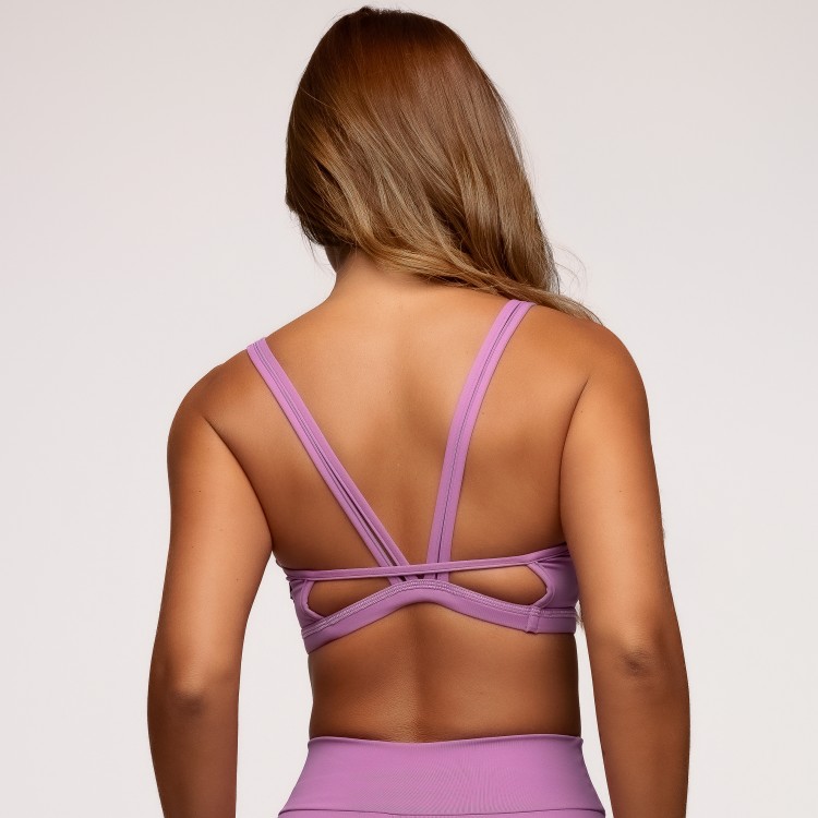 Top Fitness Poliamida com Tiras nas Costas Lilás