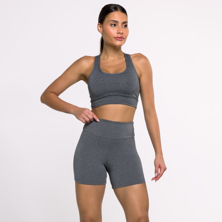 Short Fitness Básico Cinza Mescla