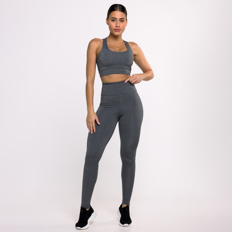 Calça Legging Básica Cinza Mescla