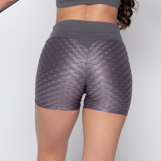 Short Jacquard  Alto Relevo Empina Bumbum Grafite