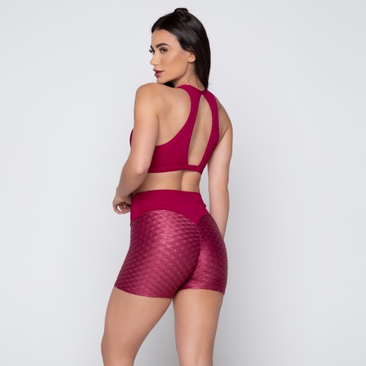 Short Jacquard  Alto Relevo Empina Bumbum Cereja