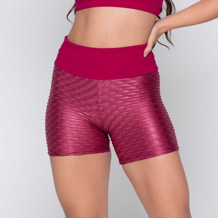 Short Jacquard  Alto Relevo Empina Bumbum Cereja