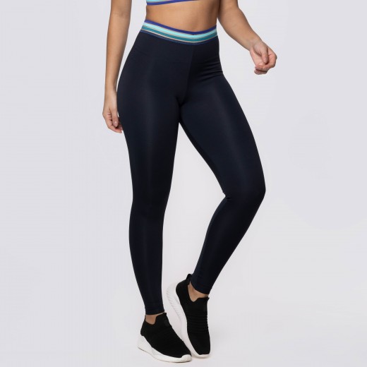 Calça Legging Poliamida Preta com Elástico Vibration no Cós