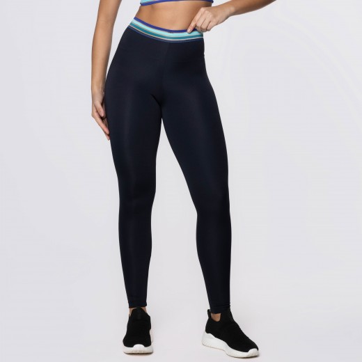 Calça Legging Poliamida Preta com Elástico Vibration no Cós